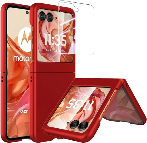 Vista 13 de Foluu Funda delgada para Motorola Razr 2024/2025 [No compatible con Razr Plus 2024], con protector de pantalla frontal integrado, policarbonato mate