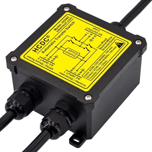 Vista 3 de Interruptor de transferencia automática de 15 amperios AC120V, interruptor de transferencia automática ATS (cables centrales + NEMA 5-15P)