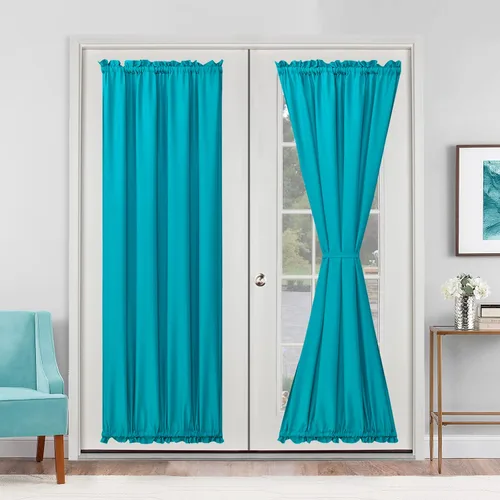 Vista 78 de Cortinas para puerta francesa, color aguamarina, 24 pulgadas de ancho x 40 pulgadas de largo, 1 panel Bolsillo para barra, semitransparente