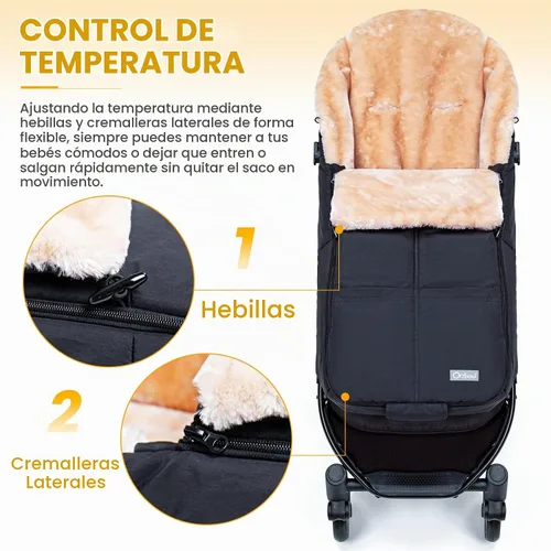 Vista 3 de Orzbow Saco para cochecito, bolsa universal para bebé, manta resistente a Negro