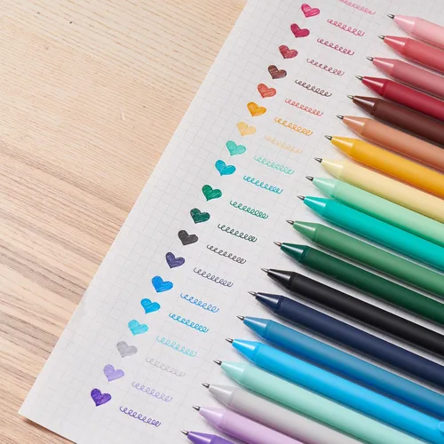 Vista 5 de Kaco Bolígrafos de gel de 20 colores surtidos, 0.5 mm de punta fina, lindos artículos de papelería, bolígrafos retráctiles para diario, toma