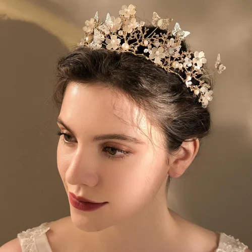 Vista 6 de Yumikoo Corona de flores de hadas para mujer, tocado de flor de perla blanca para fiesta de boda