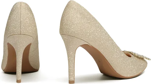 Vista 3 de DREAM PAIRS Zapatos de vestir de novia con punta cerrada para mujer, tacón de aguja brillante y sexy con punta puntiaguda