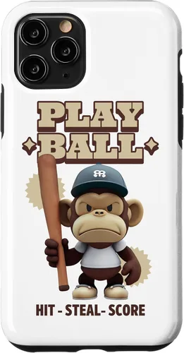 Vista 10 de Camiseta de béisbol divertida para iPhone 15, estuche PLAY BALL Slugger