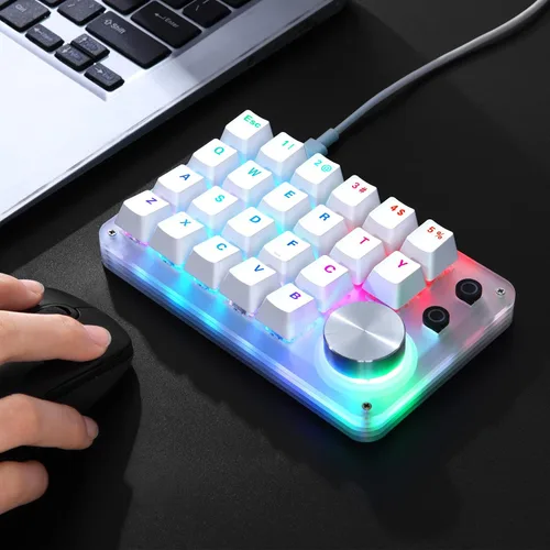 Vista 8 de Koolertron Teclado mecánico macro con una sola mano, teclado para juegos con una sola mano con teclas totalmente programables para perillas y llaves