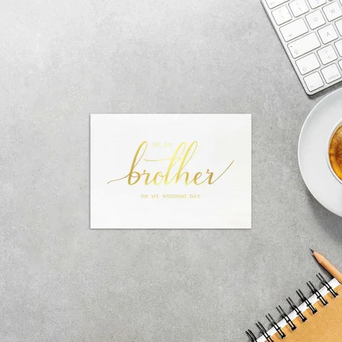 Vista 3 de MAGJUCHE Tarjeta de boda con texto en inglés «To My Brother On My Wedding Day», tarjeta de boda