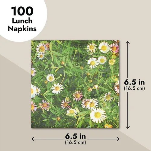 Vista 6 de Juvale Servilletas de papel de margarita, papel de seda absorbente de 2 capas, decoración de fiesta de jardín y despedida de soltera, servilletas