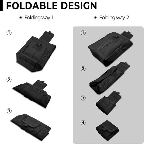 Vista 5 de Molle Bolsa de volcado, Bolsa de carga plegable con cordón, Bolsa de munición para cinturón de utilidad militar