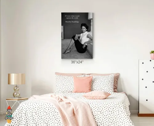 Vista 4 de HB Art Design Cita de Dorothy Dandridge y Photo at Home - Lienzo decorativo en blanco y negro para pared, hermoso icono de arte afroamericano