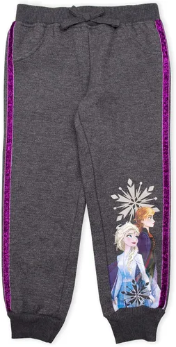 Vista 2 de Disney Frozen Elsa and Anna - Paquete de 2 pantalones deportivos para niñas y niños pequeños, color morado, grisazul