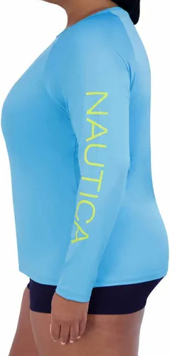 Vista 7 de Nautica Camiseta de natación de manga larga UPF 30+ para mujer, Azulclaro