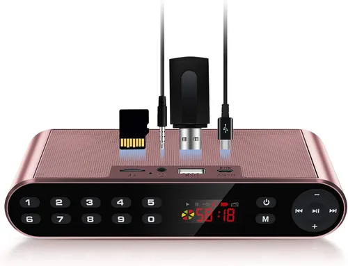 Vista 3 de Antimi Altavoz Bluetooth con reproductor de radio FM, reproductor MP3, altavoz estéreo portátil inalámbrico con controladores de altavoces