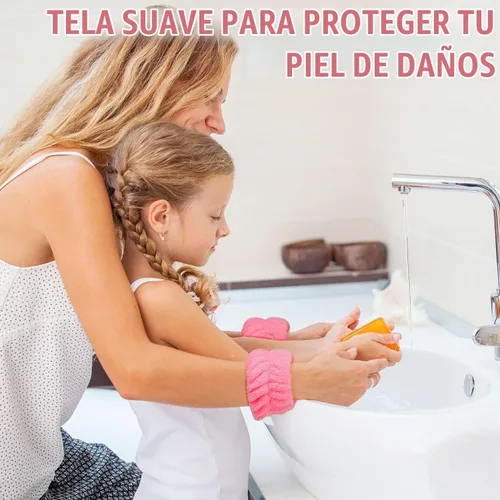 Vista 5 de 8 pulseras de microfibra Anmieciu para spa, toallas de muñeca para lavar la cara para evitar que el líquido se derrame por tus brazos