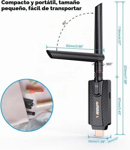 Vista 9 de Transmisor y receptor HDMI inalámbrico, Plug and Play, kit de extensor HDMI inalámbrico 1080P compatible con 2.4 GHz y 5 GHz para transmisión