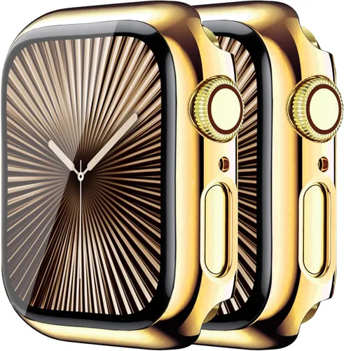 Vista 18 de Paquete de 2 fundas de vidrio templado de 1.77 pulgadas compatibles con Apple Watch Series 8 7 fundas protectoras de pantalla de vidrio templado