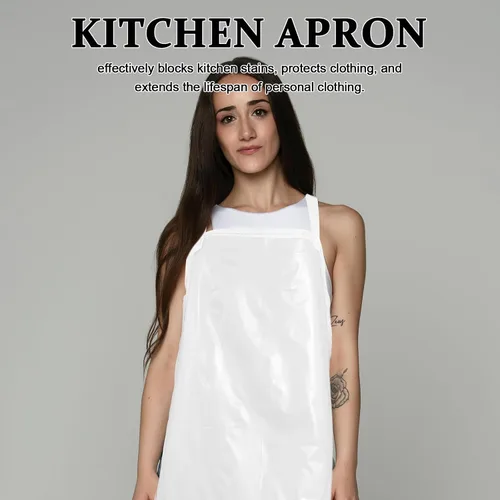 Vista 6 de Luxshiny Waterproof Kitchen Apron Set 4pcs White Long Chef Aprons Adjustable for Bbq Gardening Dishwashing