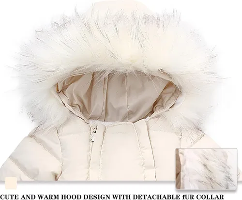 Vista 3 de Traje de nieve de forro polar para bebé, abrigo de invierno con capucha y guantes