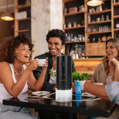 Vista 7 de First Grind - Molinillo de café recargable mientras se carga, molienda 1.7 veces más rápida con molinillo de café eléctrico portátil con 38 ajustes