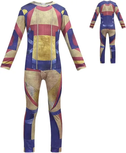 Vista 2 de VARWANEO Jay Carlos - Disfraz para niños de los Descendientes 3, overol para Halloween, Navidad, fiesta, cosplay con guantes (color -3, 8-9 años)