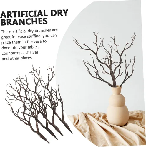 Vista 6 de 4 ramas de árbol de cuernos artificiales secas para decoración del hogar, Halloween, Navidad y rellenos de jarrones, ramas sintéticas para proyectos