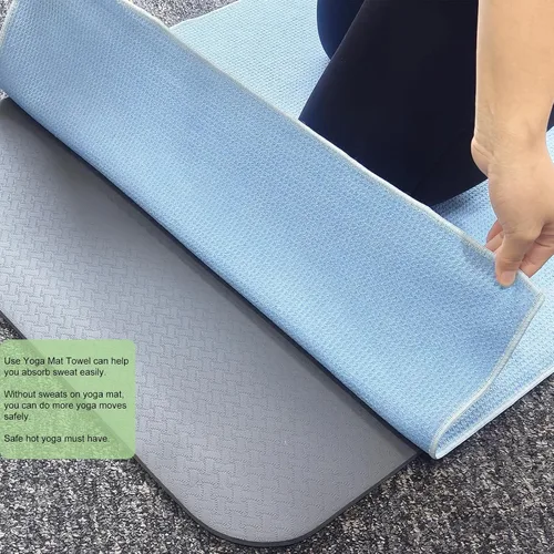 Vista 3 de Toalla de esterilla de yoga antideslizante para yoga caliente, punto de agarre de silicona antideslizante, fibra de gofre de 400 GSM