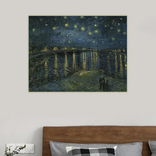 Vista 2 de Impresión en lienzo Van Gogh "Noche estrellada 1888" Reproducción de cuadro famosa, cuadro de arte de pared en lienzo para 31.5x40.9 in Sin marco