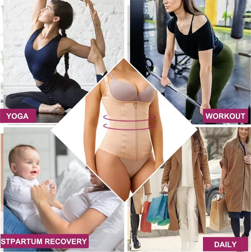 Vista 4 de REYEOGO Entrenador de cintura para mujer, chaleco de control de abdomen posparto, faja deportiva moldeadora de cintura