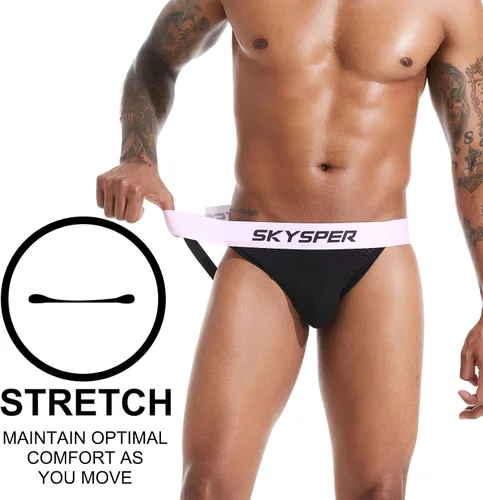 Vista 26 de SKYSPER Jock Strap Athletic Supporter para hombres Sexy Jockstrap Ropa interior masculina