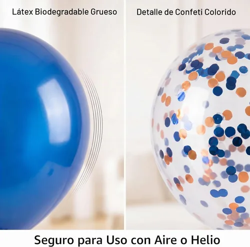 Vista 8 de Orange Navy Blue Balloons 12 Inch 50 Pack Latex Confetti Party Decorations Azul marino y naranja