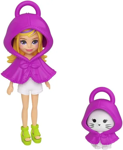 Vista 6 de Polly Pocket Juego de llaveros para muñecas y mascotas, accesorios de moda con temática de frutas y dijes para bolsas
