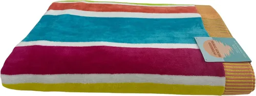 Vista 3 de Royal Tradition Toalla de playa de gran tamaño jacquard de terciopelo de algodón con rayas pastel de peso pesado 40x72