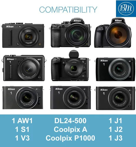 Vista 4 de BM Premium EN-EL20, ENEL20A Cargador de batería dual para cámaras digitales Coolpix P950, P1000, P1100, Nikon DL24-500, Coolpix A, 1 J1, 1 J2, 1 J3