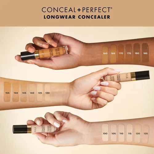Vista 4 de Milani Conceal + Perfect Corrector de Larga Duración de Cobertura Completa Infundido con Ácido Hialurónico y Vitamina E, Cubre Ojeras, Manchas e