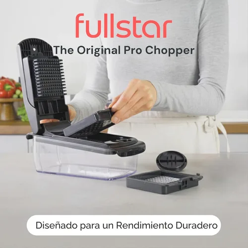 Vista 2 de Fullstar The Original Pro Chopper - Picador de verduras y espiralizador, picador de alimentos con recipiente, rebanador de frutas, accesorios