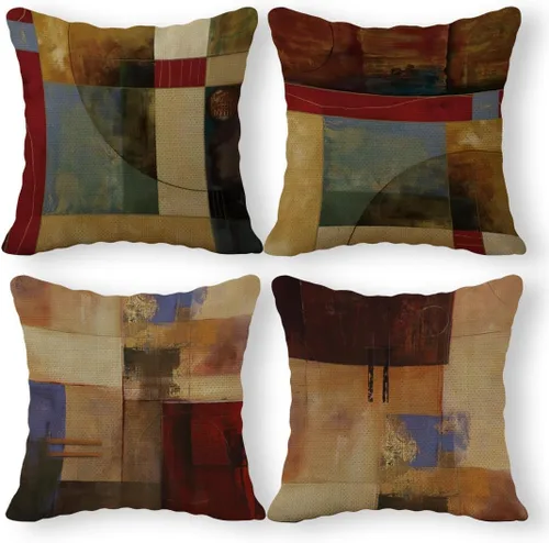 Vista 6 de SiuSue Juego de 4 fundas de almohada abstractas modernas de mediados de siglo, fundas de almohada abstractas de 18 x 18 pulgadas, almohadas verdes