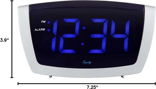 Vista 8 de Equity by La Crosse - Reloj despertador LED azul con puerto de carga USB, color plateado
