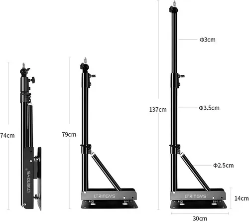 Vista 8 de Brazo triangular para montaje en pared, 51 pulgadas/51.2 in, soportes para aparatos fotográficos, montaje ajustable para salones, softbox