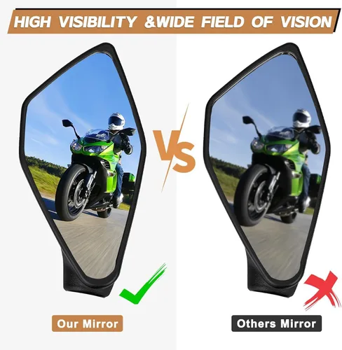Vista 4 de Espejos retrovisores para motocicleta Ninja 300 400 500 ZX6R EX300 EX400 636 650 250R 300R ABS, espejos laterales ajustables y giratorios