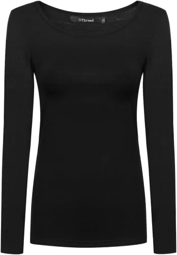 Vista 27 de OThread & Co. Camiseta de manga larga con cuello redondo para mujer, capa básica, de elastano Albaricoque