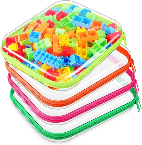 Vista 17 de Hoolerry 4 piezas de estuches rígidos transparentes con cremallera, bolsas de maquillaje, estuche de plástico para lápices, contenedores de caja