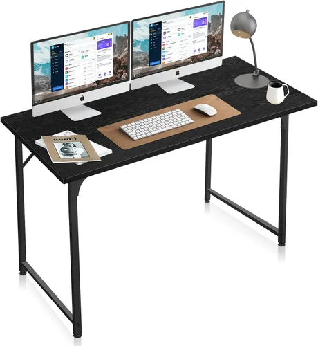 Vista 7 de Escritorio para computadora de oficina de 32 pulgadas, pequeño, moderno, estilo simple, mesa de trabajo de madera para escribir, mesa de trabajo