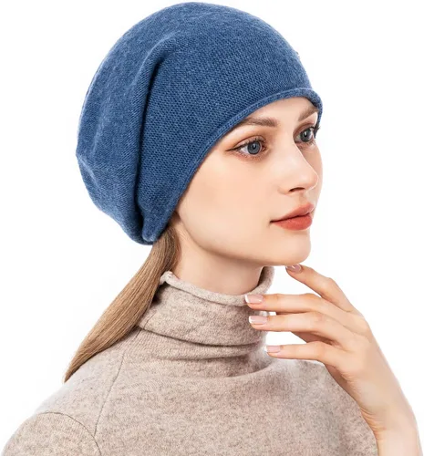 Vista 3 de QUEENFUR Gorro de punto holgado para mujer gorro de esquí de cachemira gorro de invierno suave y cálido