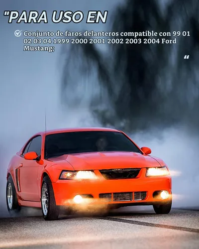 Vista 8 de Nilight Conjunto de faros delanteros para Ford Mustang 1999 2000 2001 2002 2003 2004 repuesto carcasa negra reflector ámbar lado conductor y pasajero