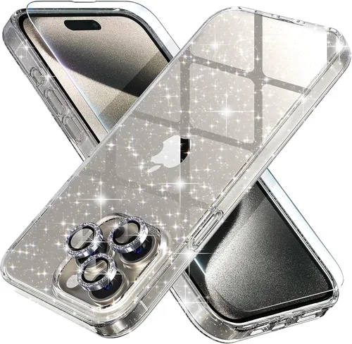 Vista 14 de Choiche, funda para iPhone 14 de mujer, brillante, protección de grado militar, 2 cubiertas de lentes de cámara Diamond, 2 protectores de vidrio