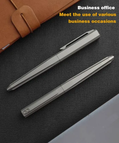 Vista 5 de Bolígrafo de bola de titanio, bolígrafo de bolsillo multifuncional EDC con tapa, bolígrafo de lujo, bolígrafo para firmas de oficina y negocios