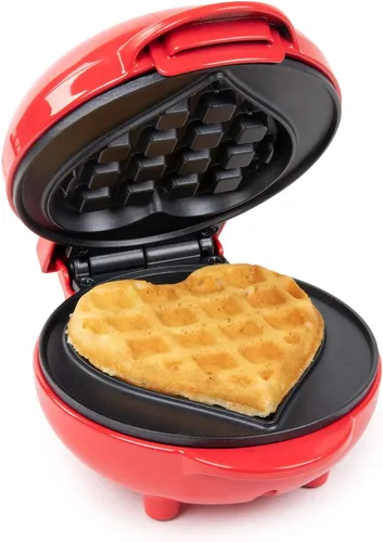 Vista 2 de Nostalgia MyMini - Máquina para hacer gofres en forma de corazón, regalo de San Valentín, tamaño compacto
