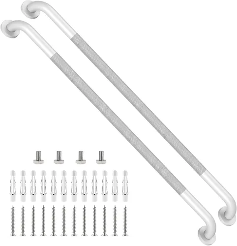 Vista 30 de Barra de agarre para ducha negra de 12 pulgadas con agarre de goma antideslizante, ZUEXT Barra de agarre para baño de acero inoxidable, Barra