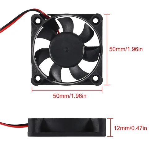 Vista 4 de Ventilador de refrigeración CC sin escobillas de 12 V 5010 de 1.969 x 1.969 x 0.394 in, ventilador de flujo de aire silencioso sin escobillas