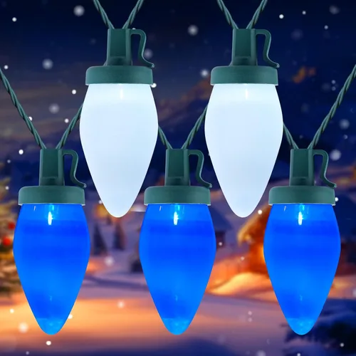Vista 11 de Luces de Navidad C9 para exteriores, 81 pies, 100 luces LED C9