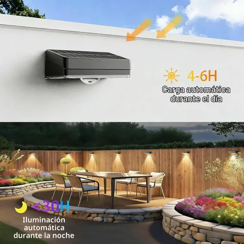 Vista 6 de Luces solares para vallas, 10 modos de cambio de color RGB, luces solares